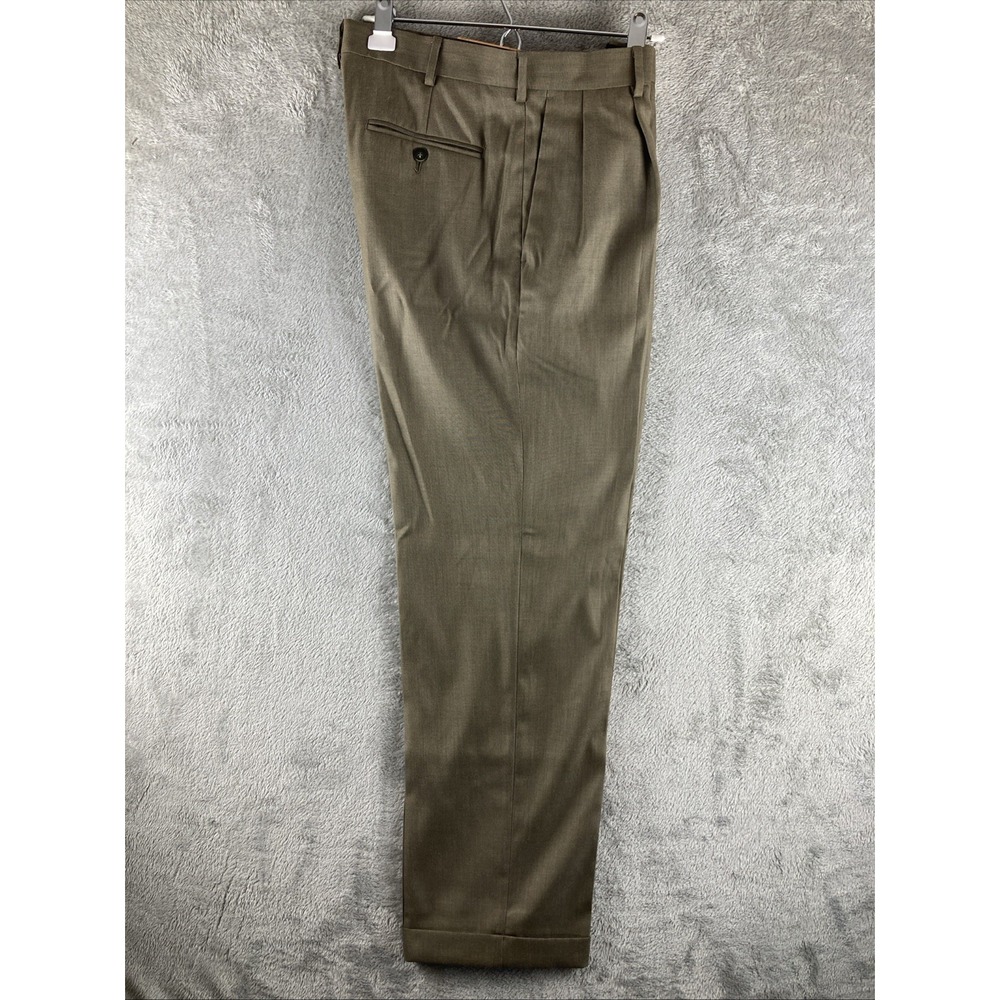 AXIST No Iron Dress Pants Mens 33x32 Brown Pleated Straight Leg Wrinkle‎ Resist - Picture 4 of 14